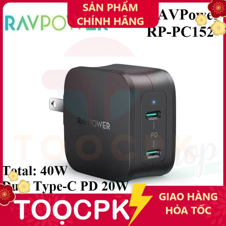 [ Không hộp ] Củ Sạc Nhanh Siêu Nhỏ RAVPower RP-PC150 USB Type C PD 20