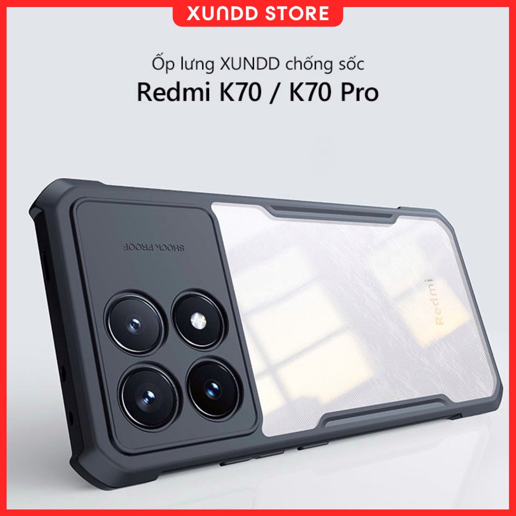 Ốp Lưng XUNDD Redmi K70 / K70 Pro / K70 E / K70 Ultra , Mặt Lưng Chống Bám Vân Tay, Viền TPU, Chống Sốc 4 Góc Chính Hãng