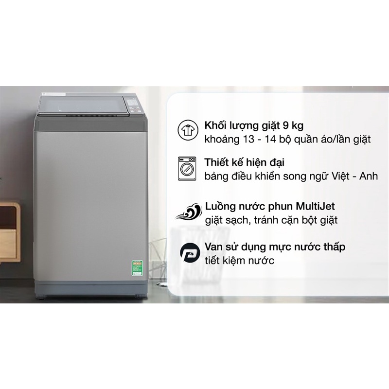 Máy giặt Aqua 9 kg AQW-S90CT S 2022 - VIỆT NAM Sản xuất Điện Máy Tồn Kho