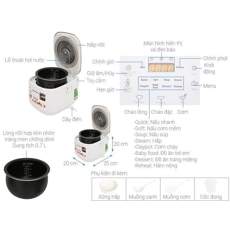 Nồi cơm điện cao tần Tefal RK604165 dung tích 0.7 lít VHMART