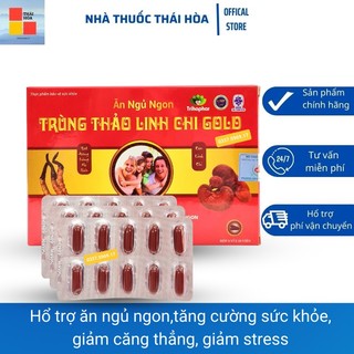 Viên ăn ngủ ngon trùng thảo linh chi gold - hộp 30 viên - giúp bồi bổ cơ thể - giảm stress