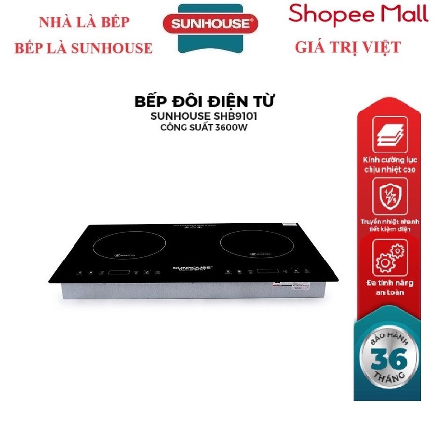 Bếp đôi điện từ SUNHOUSE SHB9101