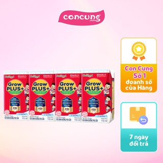 Sữa GrowPLUS+ ít đường 110ml (lốc 4 hộp)