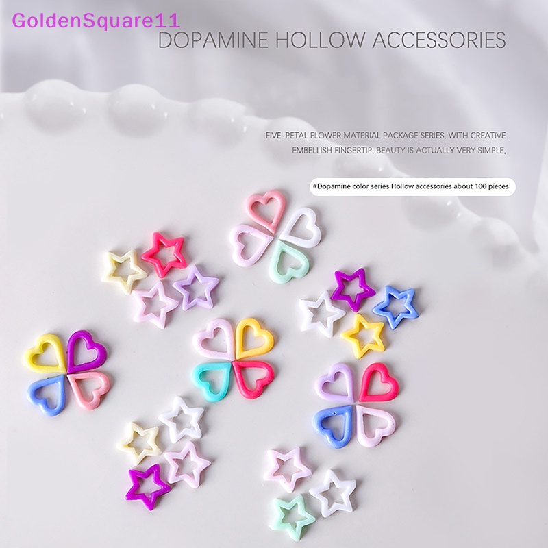 Túi 100 Phụ Kiện Trang Trí Móng Tay Nghệ Thuật Hình Ngôi Sao / Trái Tim / Trái Tim Xinh Xắn vn