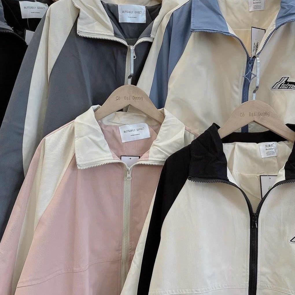 Áo khoác dù mero 2 lớp cổ bẻ thêu chữ phối màu ad650 unisex ulzzang nam nữ