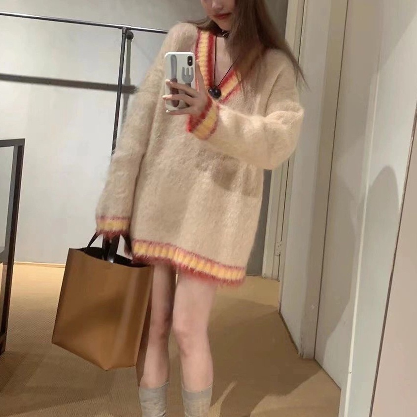 Áo Len Tay Dài Cổ Chữ v Màu Sắc Thời Trang Thu Đông Cho Nữ áo sweater áo khoác cardigan