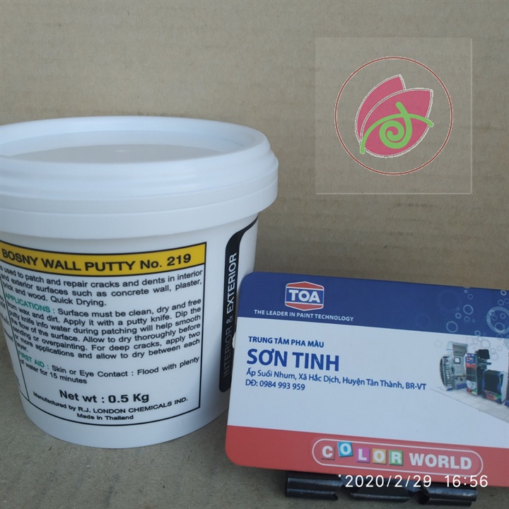 Chống thấm tường, Bột bả trám khe nứt tường, gỗ , trét thùng loa Bosny Wall Putty 0.5g, 1.5kg