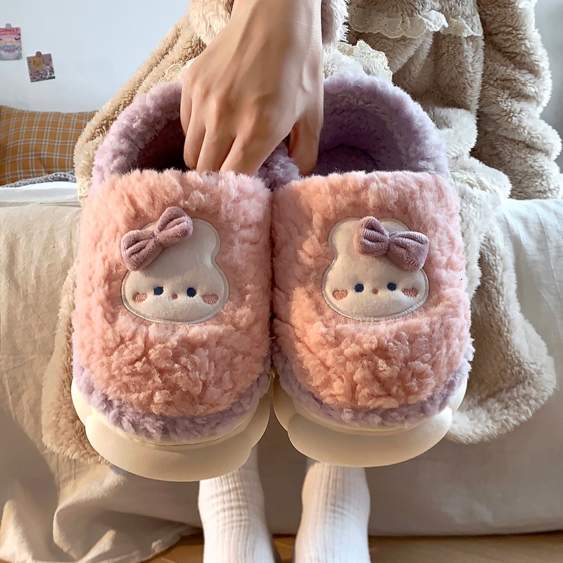 Dép Bông Đi Trong Nhà Mùa Thu Đông Ấm Áp Chống Trượt Dễ Thương Cho Nữ