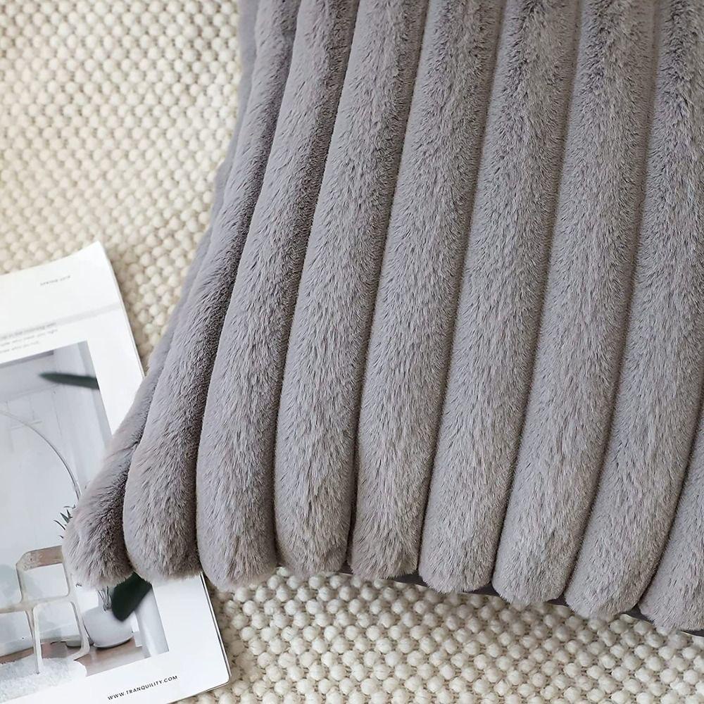 Teavn Vỏ Gối Nhung Lông Thỏ Nhân Tạo Màu Trơn Có Khóa Kéo Ấm Áp Trang Trí Phòng Khách