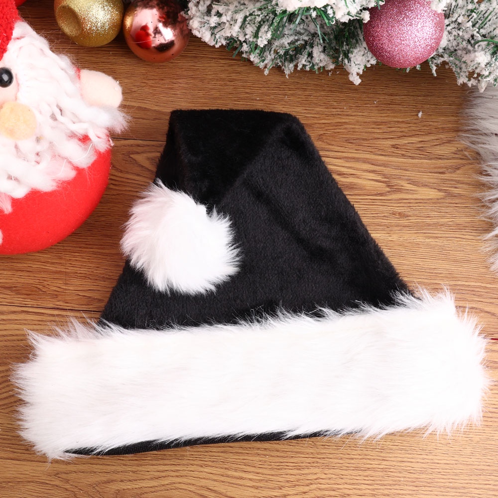 Mới Mũ Hóa Trang Ông Già Noel / Ông Già Noel Bằng Lông Nhung Dày Dặn Màu Đen Đơn Giản Cho Người Lớn / Trẻ Em
