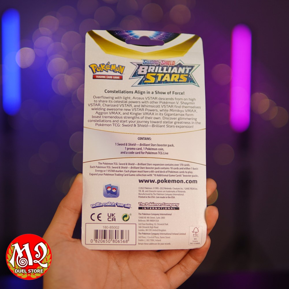 Gói thẻ bài Pokemon Sword & Shield Brilliant Stars Checklane Blister  - Nhập khẩu Hoa Kỳ USA