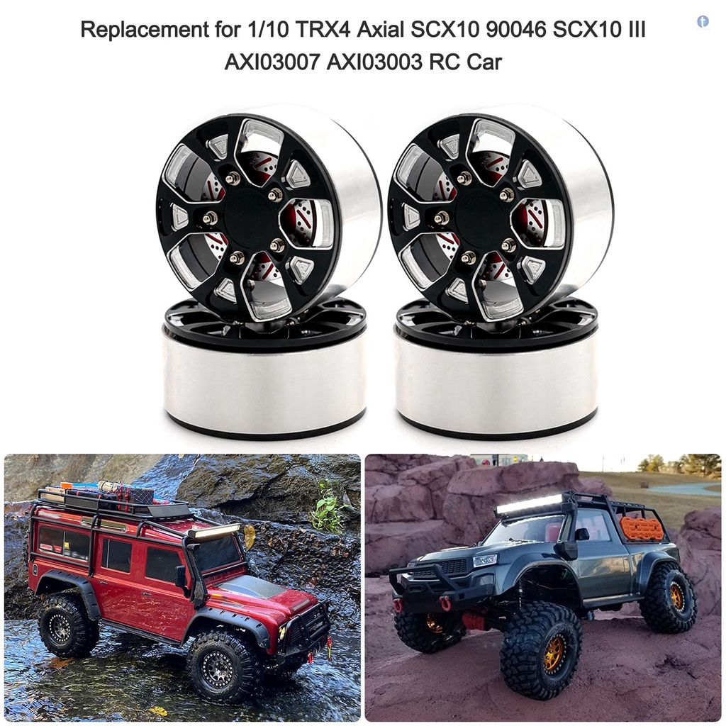 Rc Set 4 Vành Bánh Xe Thay Thế 2.2inch Bằng Hợp Kim Nhôm Cho Xe Hơi Điều Khiển Từ Xa trx4 axial scx10 90046 scx10 iii axi03007 axi03003
