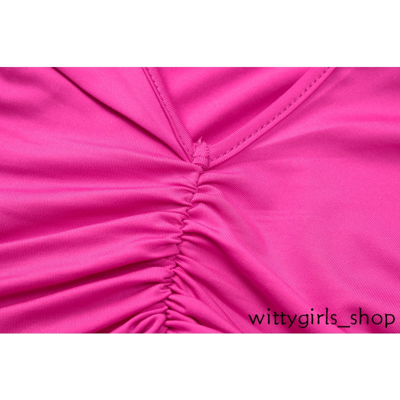 Cửa Hàng Wittygirls_Bộ Hàng | Đầm Dài Tay Cổ Chữ v Màu Trơn Thiết Kế Mỏng Quyến Rũ Thời Trang Mùa Thu Dành Cho Nữ