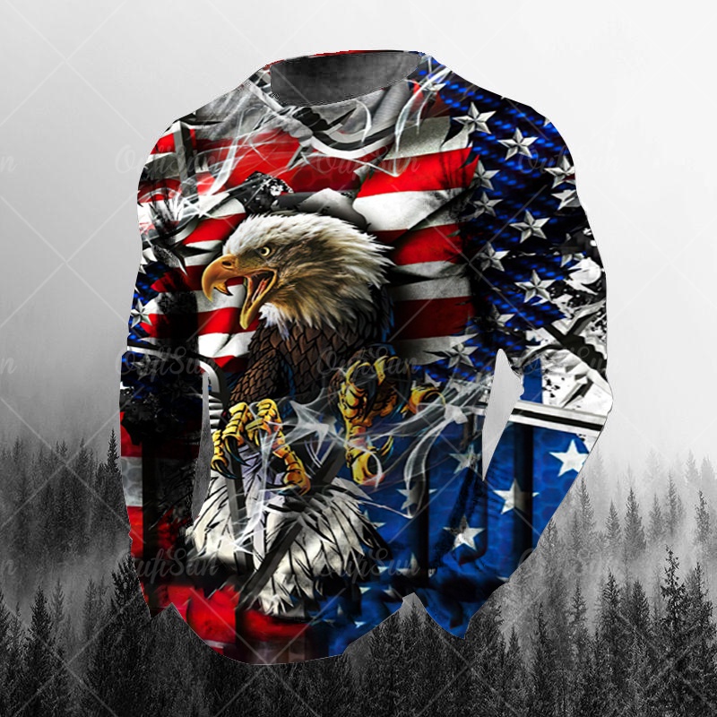 Áo Thun cotton Tay Ngắn Dáng Rộng In Hình Chim Đại Bàng 3d Thời Trang Mùa Hè 2022