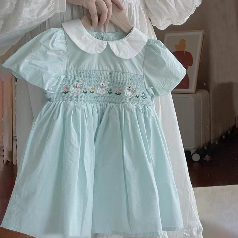 Đầm Sơ Mi Cổ Búp Bê Thêu Họa Tiết Dễ Thương Thời Trang Mùa Hè 2023 Cho Bé Gái