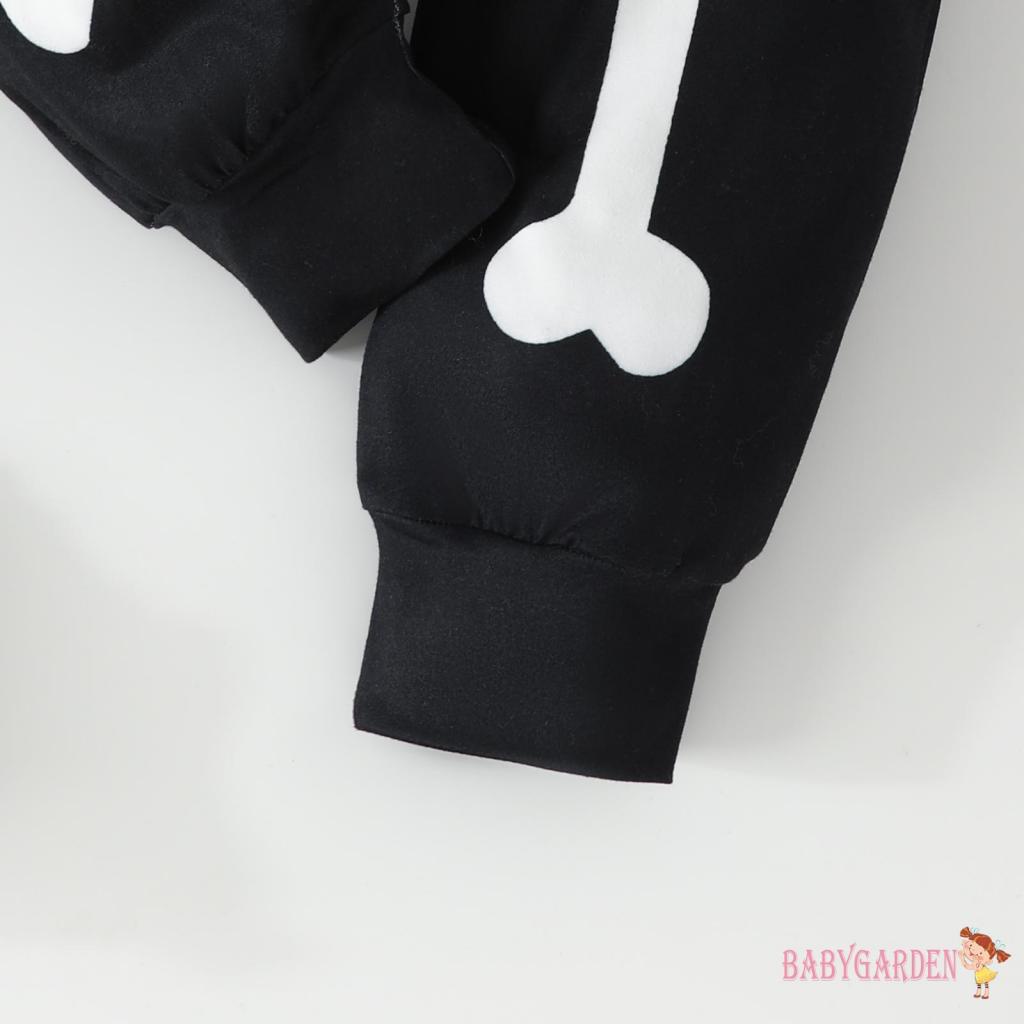 Set Đồ halloween 2 Món Gồm Áo Thun Tay Dài In Hình Bộ Xương + Quần Dài Cho Bé 2-7 Tuổi