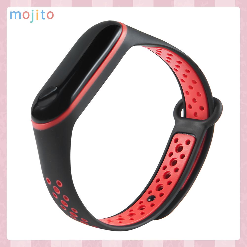 Dây Đeo Silicon Thoáng Khí Màu Đen / Đỏ Cho xiaomi mi band 3