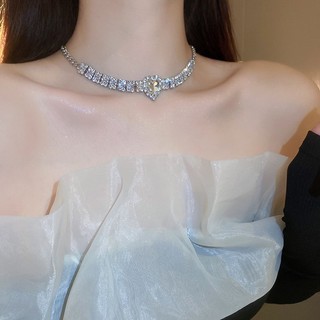 Vòng cổ Mặt Vuông Đính Đá zircon Phong Cách Hàn Quốc Sang Trọng