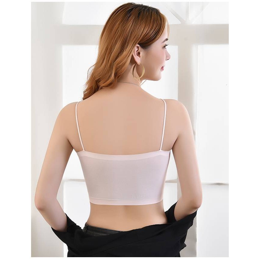 Yuyureal Áo Bra Đúc Su Trơn Quây 2 Dây