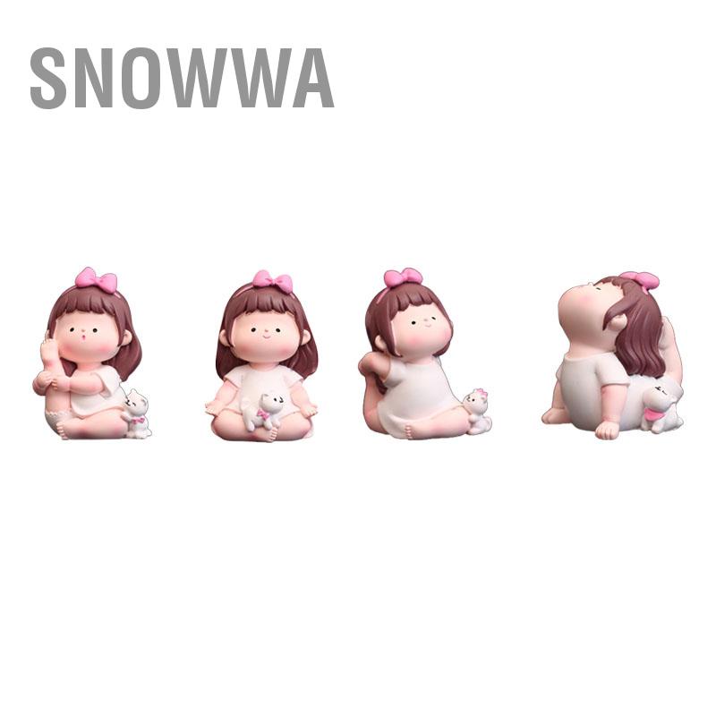 Snowwa Bức tượng cô gái tập yoga Hoạt hình đáng yêu Dễ thương Trang trí thời trang Tư thế Yoga Cô cho ô tô