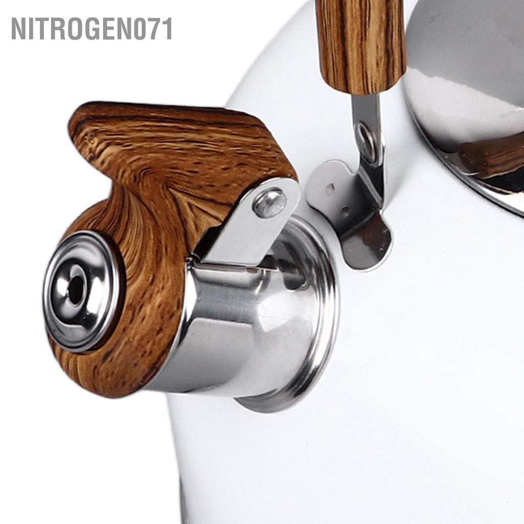 Nitrogen071 2.5L Thép không gỉ Huýt Sáo Ấm Siêu Tốc Làm Dày Chống Rỉ Sét Đa Năng Nước Đáy phẳng Kette Trắng