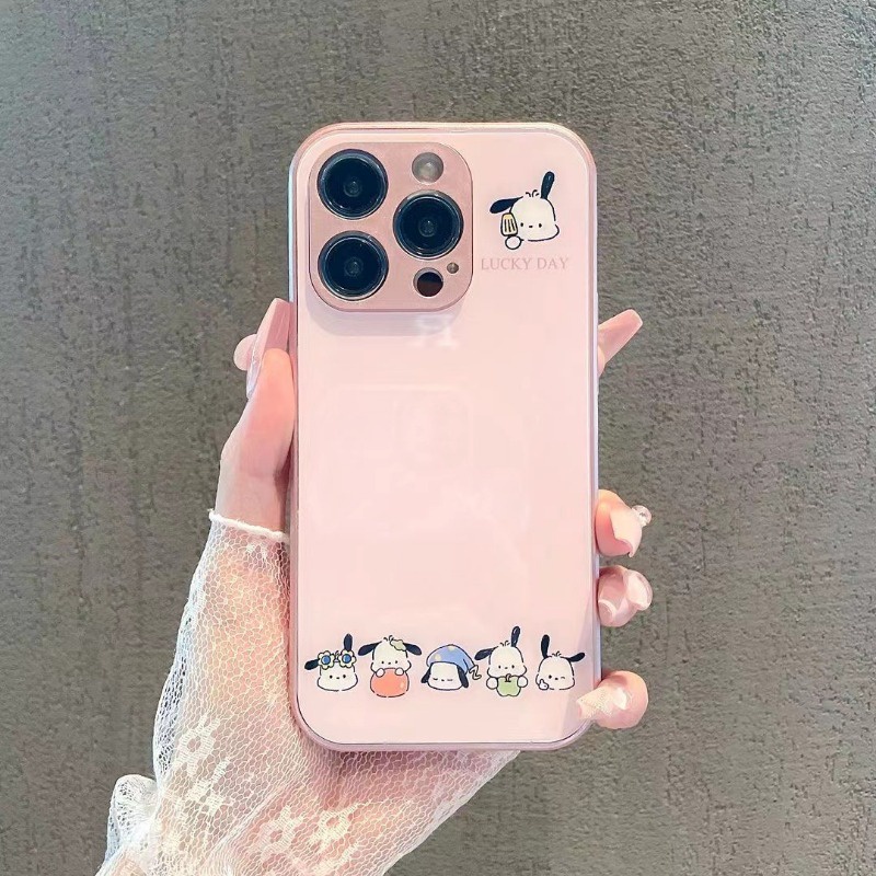 Iphone Ốp Điện Thoại Mặt Kính Hình Chú Chó Dễ Thương Cho Iphone11 12 14 promax 14 13 12 11 promax xs xr6 8 7 plus 11 12lm