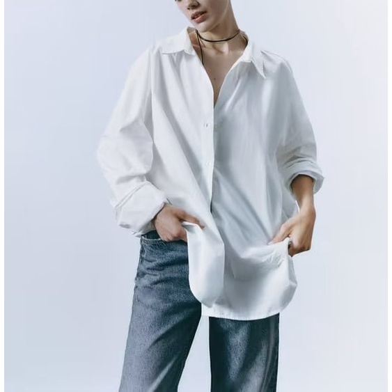 Zara Áo Sơ Mi Dài Tay Dáng Rộng Thời Trang Mùa Thu Dành Cho Nữ 8372060