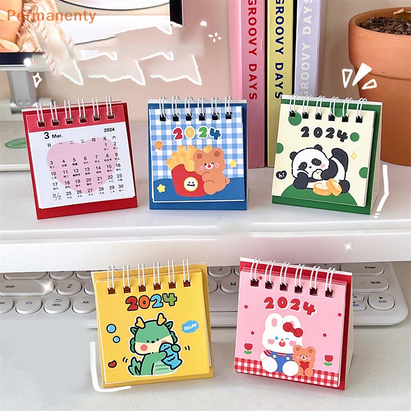Lịch Để Bàn mini 2024 kawaii Hình Động Vật Hoạt Hình Dễ Thương Để Bàn Ghi Chú Lập Kế Hoạch Hàng Ngày