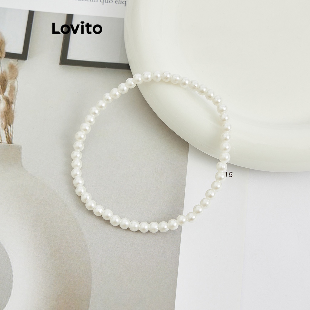 Lovito Vòng chân ngọc trai trơn phong cách Boho cho nữ L63AD051