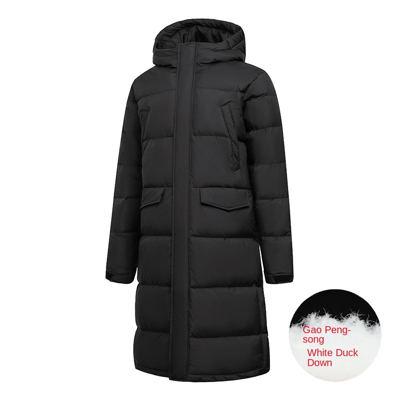 Chất Lượng Cao Áo Khoác Phao Dày Dặn Hai Lớp Màu Trơn Dáng Dài Qua Gối Có Mũ Trùm Mùa Đông Cho Cặp Đôi