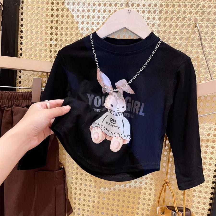 Aiyaya Áo Thun Tay Dài In Hình Thỏ Dễ Thương Thời Trang Mùa Thu Cho Bé Gái