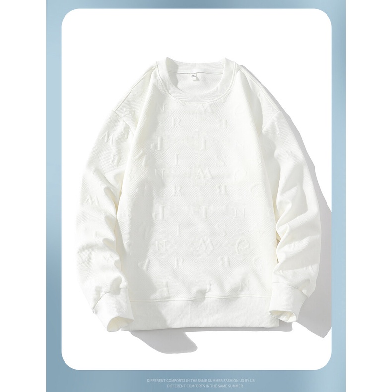 Áo sweater Cổ Tròn Tay Dài Màu Trơn Thời Trang Mùa Thu Cho Nam Giới Có size Lớn