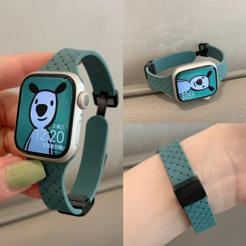 Dây Đeo Đồng Hồ Từ Tính Bằng silicone Siêu Mỏng Cho i-watch series 7 8 se 6 5 3 40mm 40mm 41mm 42mm 44mm 45mm 49mm 38mm