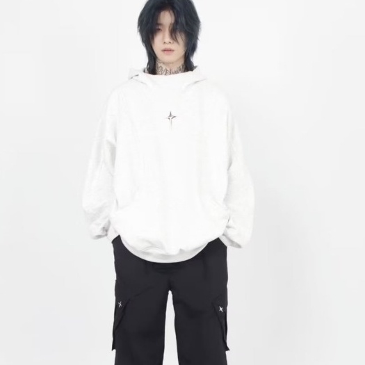 Áo hoodie Dáng Rộng Phối Màu Ánh Kim Thời Trang Đường Phố Mùa Thu Cho Nam