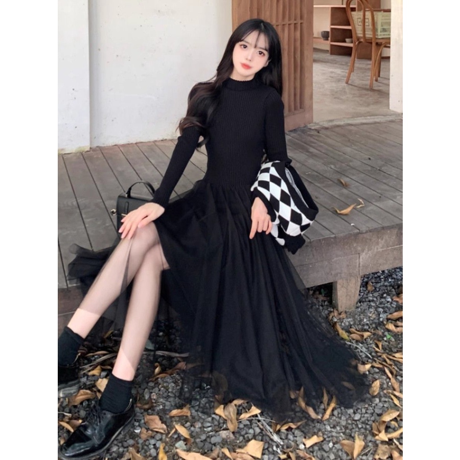 Set Áo Len Không Tay Phối Chân Váy Lưới Thời Trang Thu Đông Hàng Mới 2023 Dành Cho Bạn Nữ