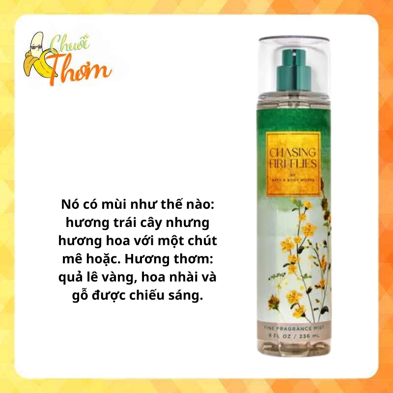 TESTER CHASING FIRELIES - Xịt thơm Body Mist Bath and Body Works