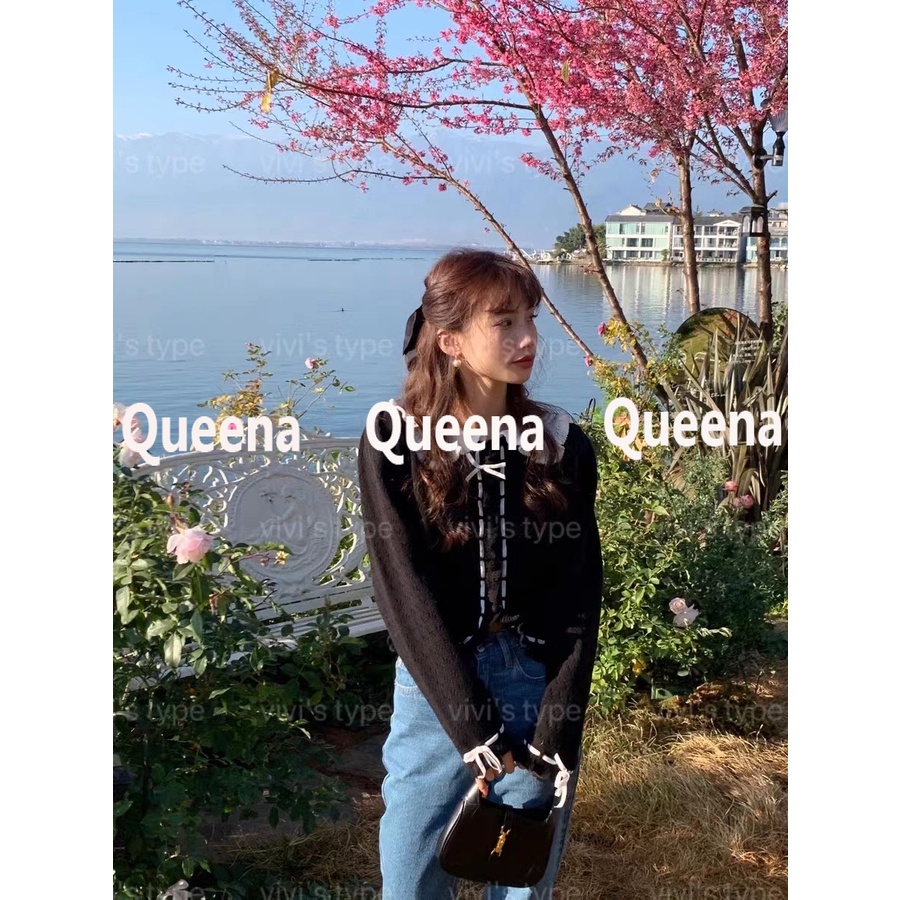 Queena Áo Len áo khoác cardigan thời trang Cute Casual INS A91K78H38Z230918