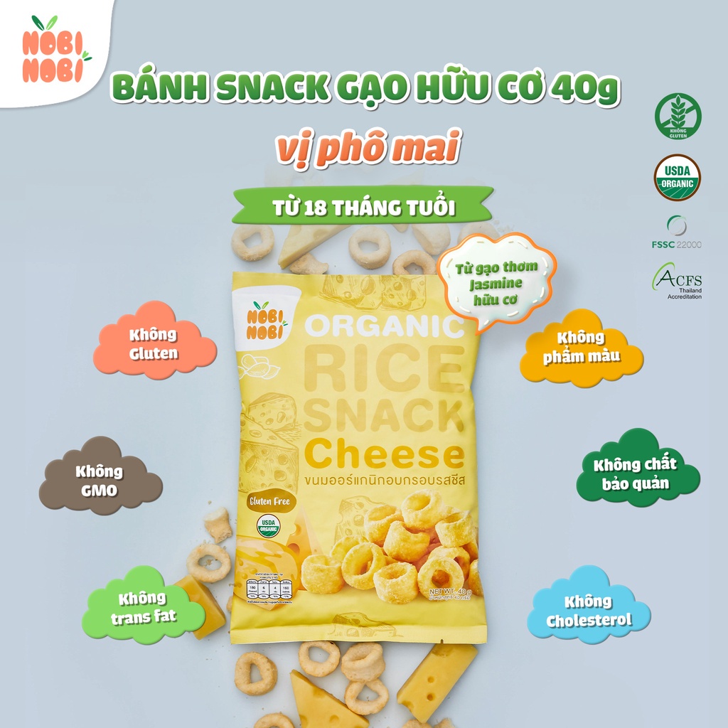 Bánh Snack gạo hữu cơ Thái Lan nhiều vị Nobi Nobi