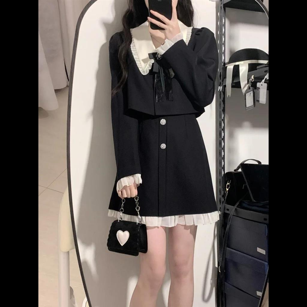 Set Áo Thun Dài Tay + Chân Váy Thời Trang Mùa Thu Phong Cách Pháp Mới Cho Nữ