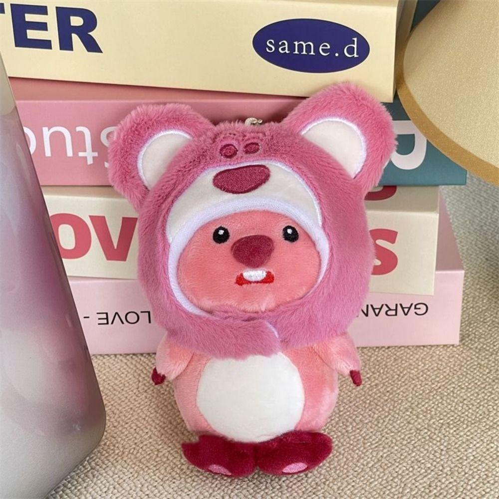 Mặt phụ kiện MMULCK búp bê nhồi bông Little Beaver màu hồng dễ thương gắn móc khóa làm quà tặng cho trẻ em