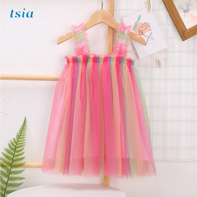 Đầm cotton Phối Lưới Nhiều Màu Sắc Cho Bé Gái 0-5 Tuổi