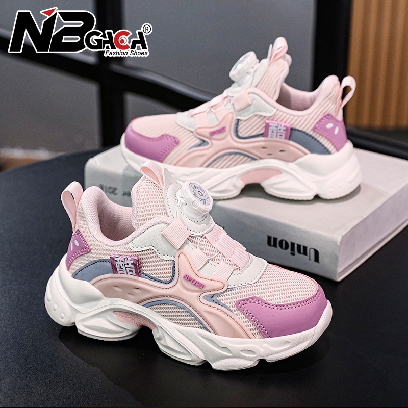 Giày Sneaker Phối Lưới Thoáng Khí Chống Mùi Có Khóa Xoay Thời Trang Xuân Thu Cho Bé Trai / Gái size 28-40