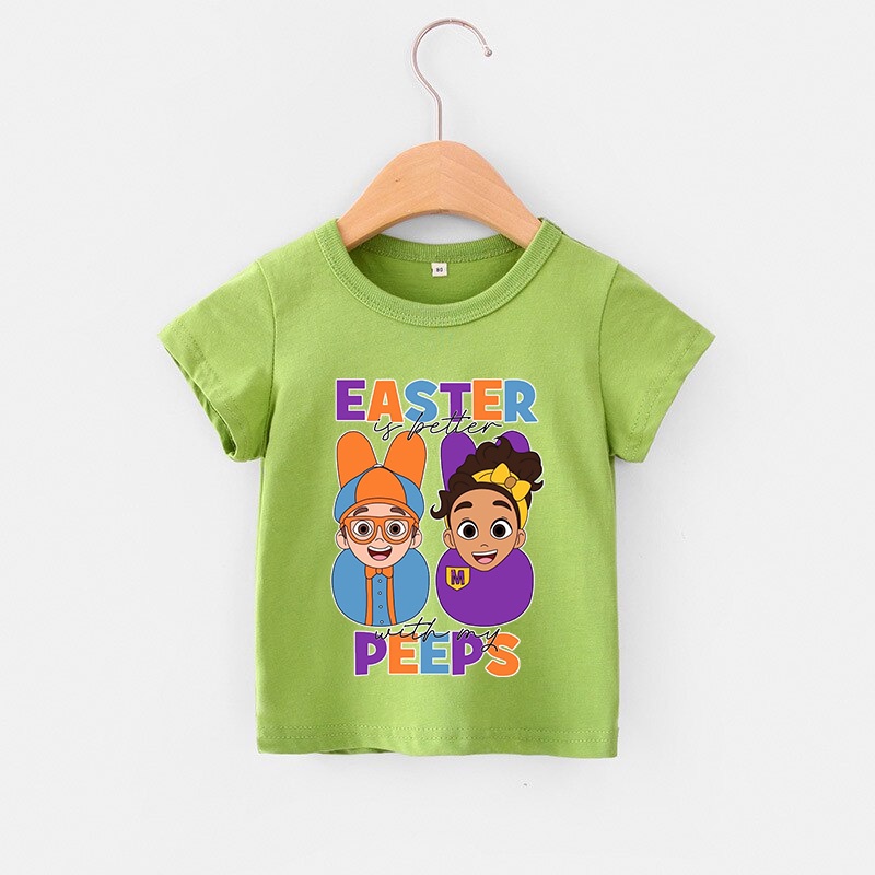 Áo thun trẻ em BLIPPI ART, 8 màu áo, đầy đủ size có big size, áo thun cho bé Cotton, Màu khác nhắn shop