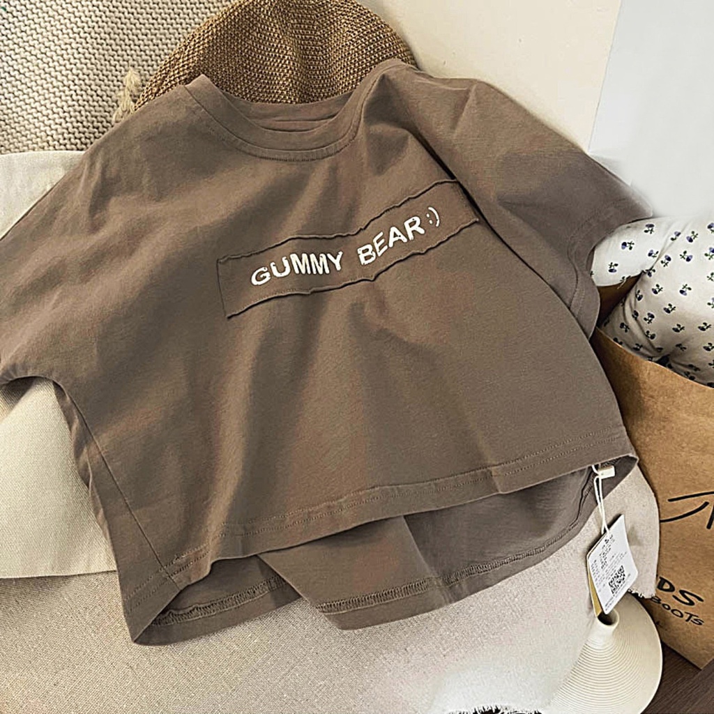 Áo Thun cotton Ngắn Tay In Chữ Phong Cách Phương Tây Thời Trang Mùa Hè Hàng Mới Dành Cho Trẻ Em