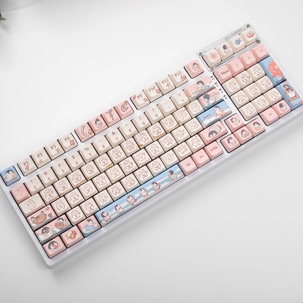 Chim Cánh Cụt Keycaps Cherry/MDA Profile Anime Dễ Thương PBT DYE SUB Bàn Phím Cơ Keycap
