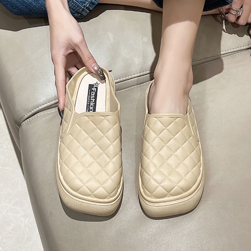 BAILUDAREN.Giày  Nhẹ Nhàng Thời Trang Nhẹ Nhàng Và Đa Năng Cho Nữ Dép Bít Mũi Đế Bằng Thoải Mái Thời Trang Thường Ngày Cho Người Lười Có Thể Đẩy Lên o