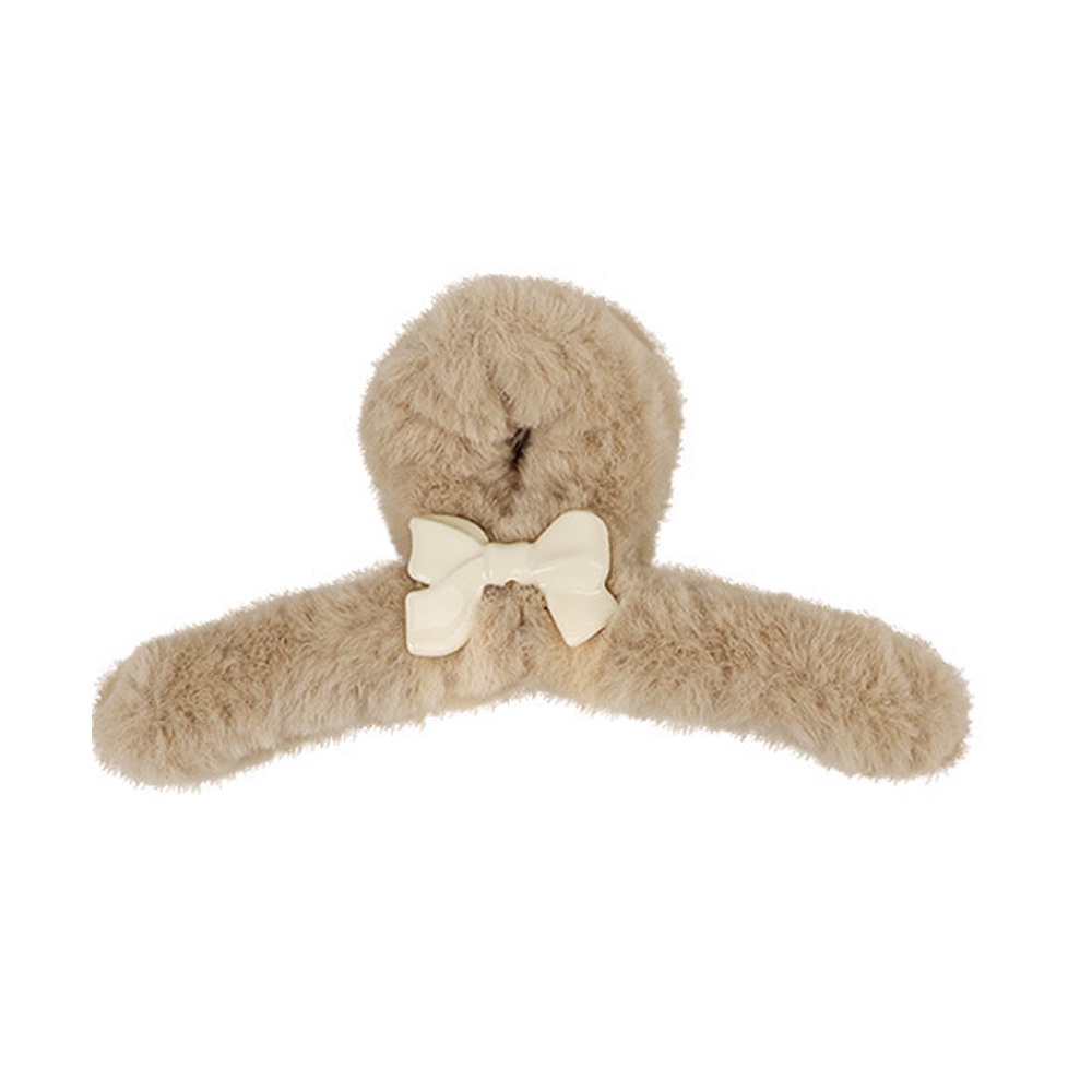 Kẹp Tóc Nơ Chéo Phủ Lông Thời Trang Thu Đông Ngọt Ngào Dễ Thương