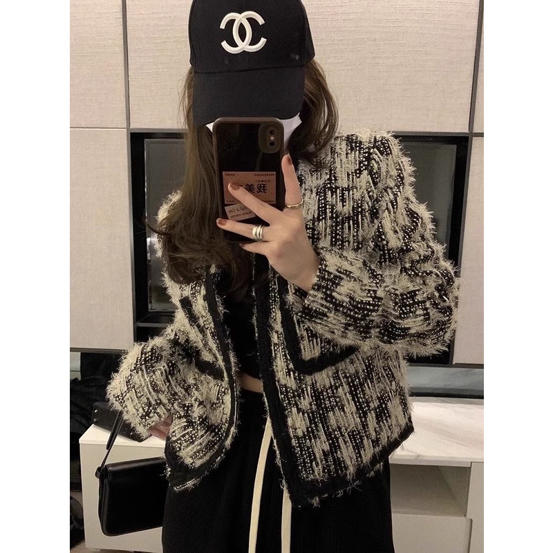 Áo Khoác Ngắn Tay Dài Dáng Rộng Màu Đen Phong Cách retro Mỹ Thời Trang Mùa Thu 2023 Dành Cho Bạn Nữ