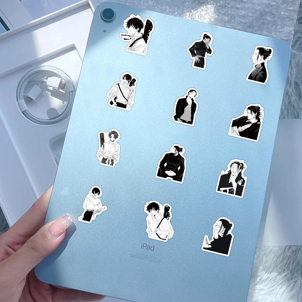 Bộ 103 Miếng Dán Trang Trí laptop Chống Thấm Nước Họa Tiết jujutsu kaisen Màu Trắng Đen diy
