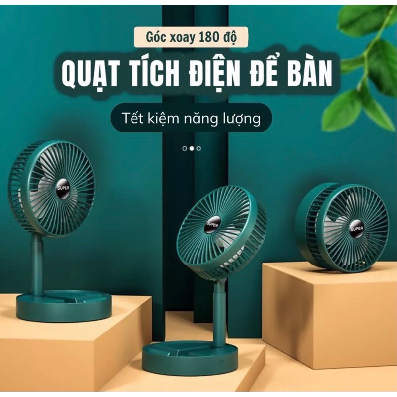 Quạt mini tích Điện cầm tay gấp gọn Super 3 GrownTech Chế Độ Gió tản nhiệt công suất mạnh